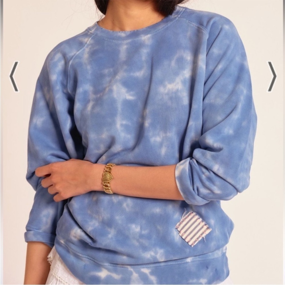 LoveShackFancy x Camp Isidro Leland Distressed Crewneck Tie Dye Sweatshirt OS